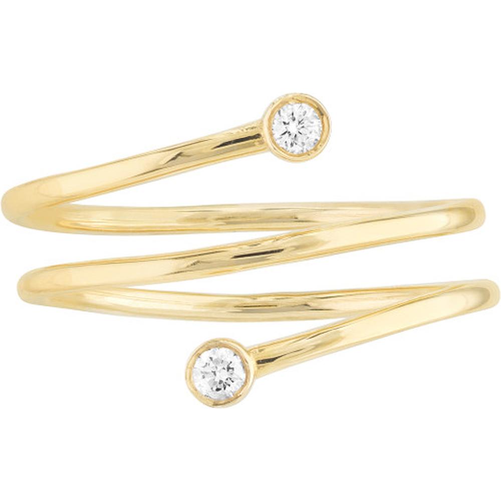 Olas d'Oro - 14K Yellow Gold Diamond Wrap Around Bypass Ring - 0.06 Carat Total Diamond Weight