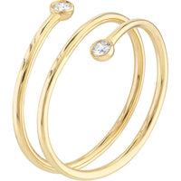 Olas d'Oro - 14K Yellow Gold Diamond Wrap Around Bypass Ring - 0.06 Carat Total Diamond Weight