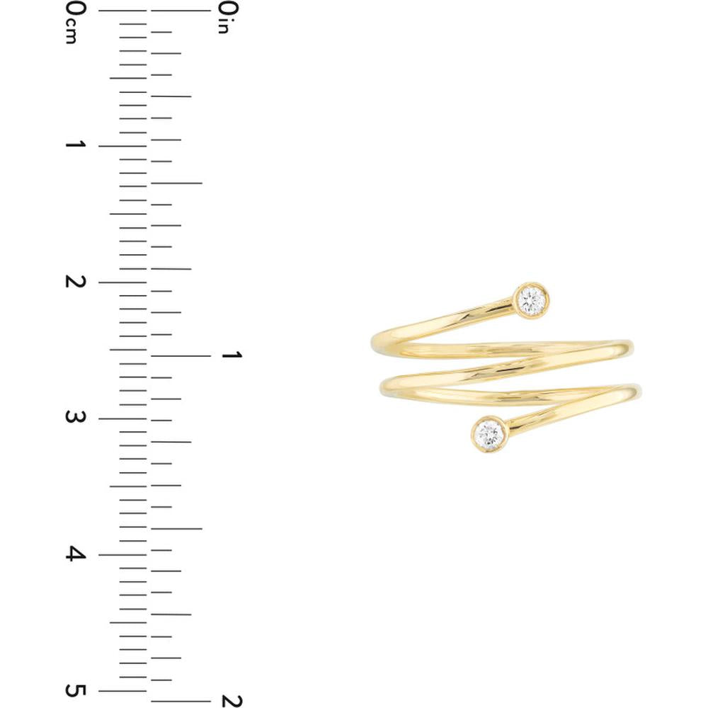 Olas d'Oro - 14K Yellow Gold Diamond Wrap Around Bypass Ring - 0.06 Carat Total Diamond Weight
