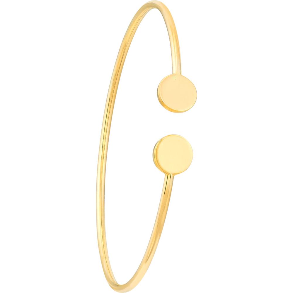 Olas d'Oro - 14K Yellow Gold Disc Cuff Bangle - 3.50 Grams Total Weight