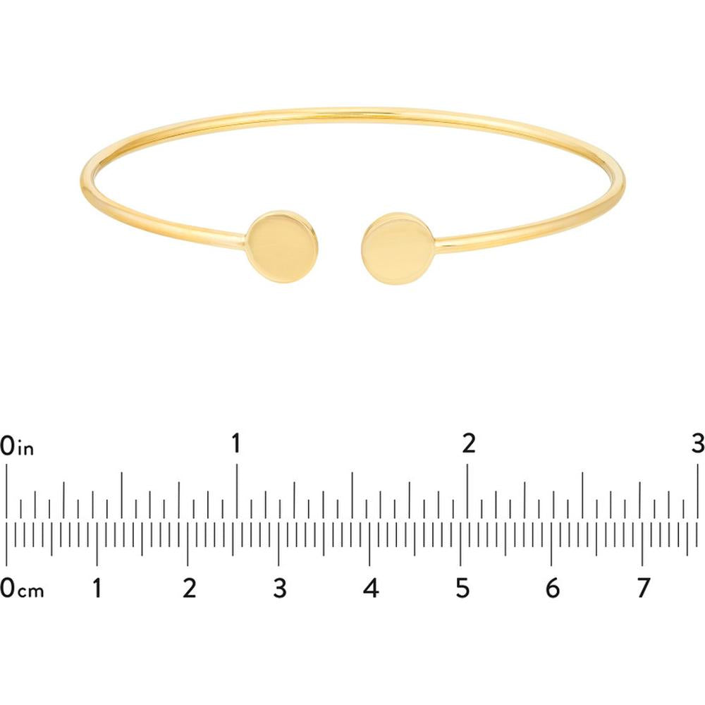 Olas d'Oro - 14K Yellow Gold Disc Cuff Bangle - 3.50 Grams Total Weight