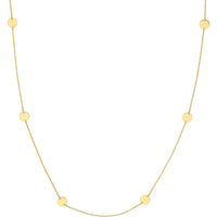 Olas d'Oro - 14K Yellow Gold Disc Station Adjustable Necklace with Six 6mm Gold Discs