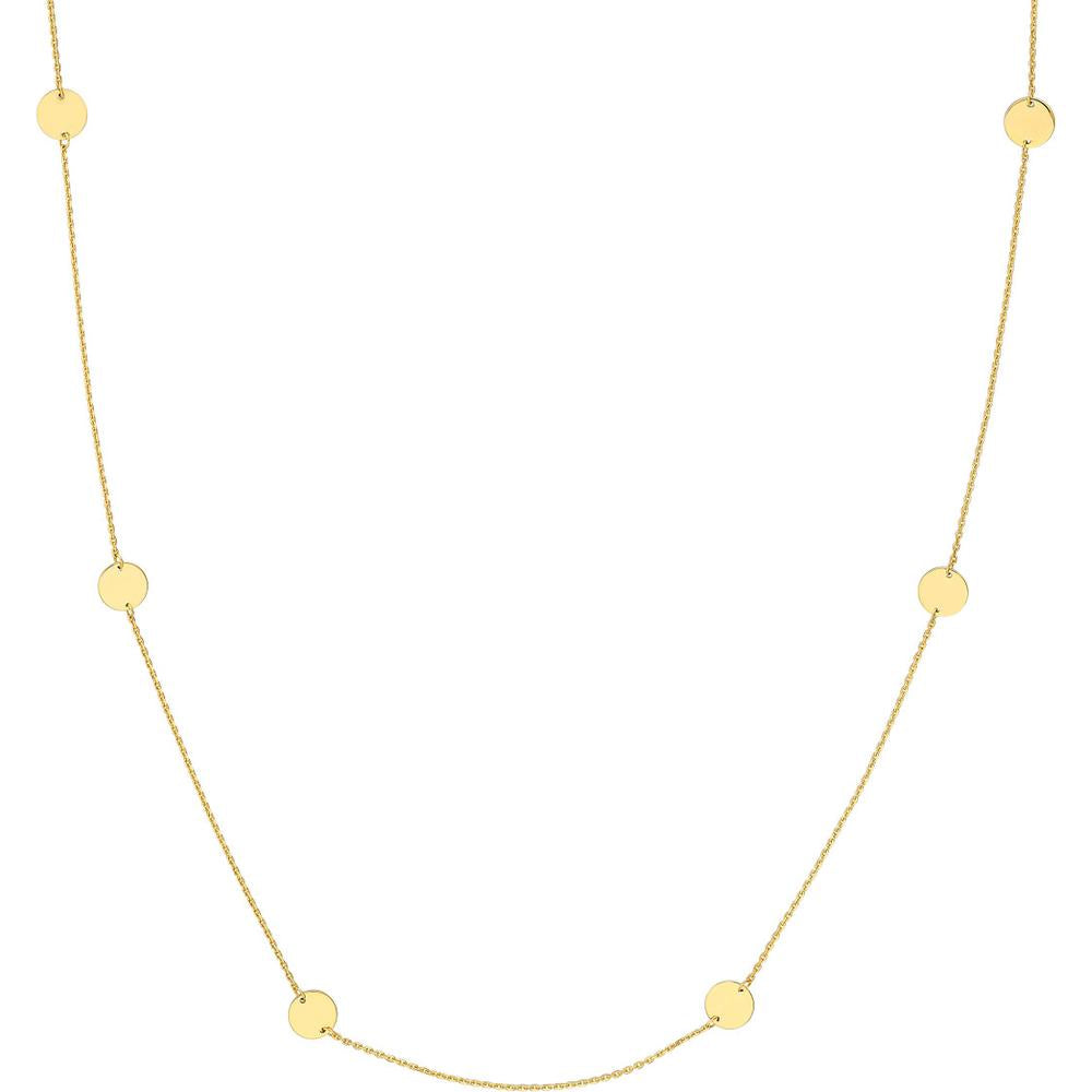 Olas d'Oro - 14K Yellow Gold Disc Station Adjustable Necklace with Six 6mm Gold Discs