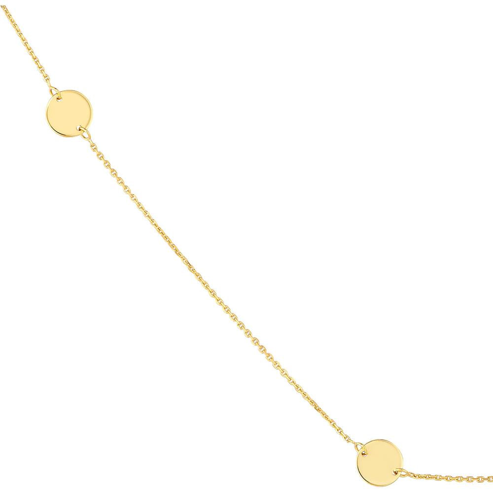 Olas d'Oro - 14K Yellow Gold Disc Station Adjustable Necklace with Six 6mm Gold Discs