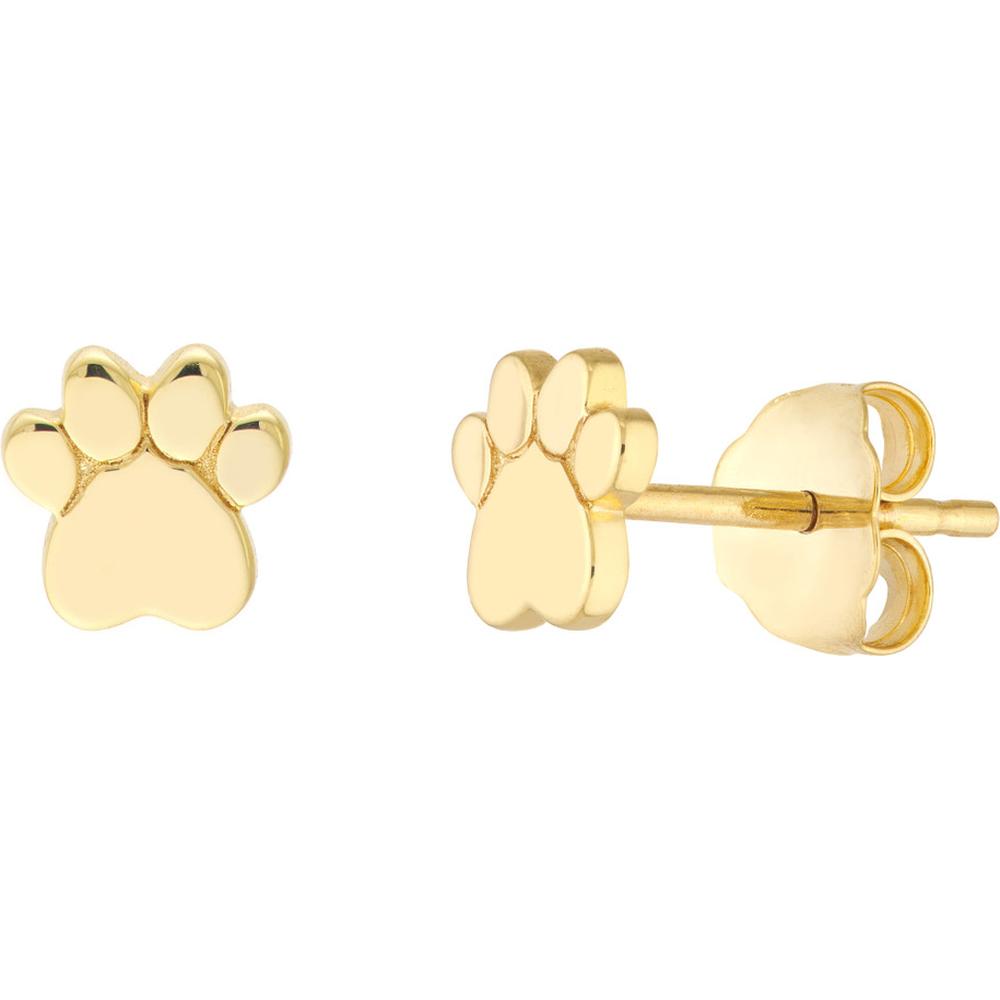 Olas d'Oro - 14K Yellow Gold Dog Paw Stud Earrings - 1.05 Grams Total Weight