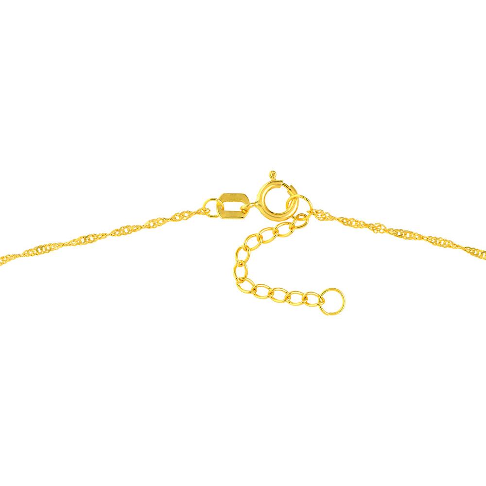 Olas d'Oro - 14K Yellow Gold Dolphin Trio Adjustable Anklet with Singapore Twist Chain