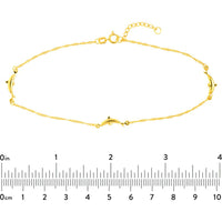 Olas d'Oro - 14K Yellow Gold Dolphin Trio Adjustable Anklet with Singapore Twist Chain