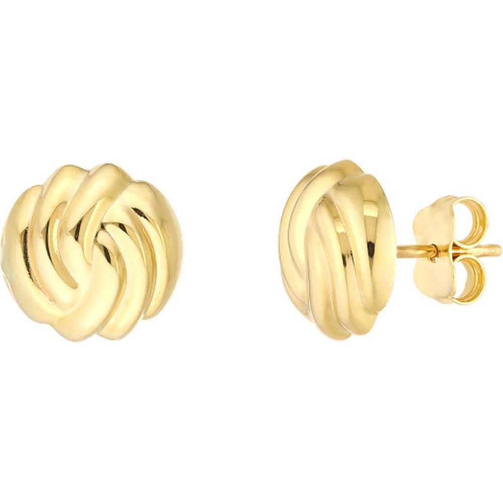 Olas d'Oro - 14K Yellow Gold Domed Love Knot Stud Earrings - 1.40 Grams Total Weight