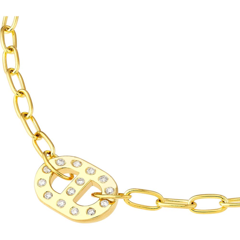 Olas d'Oro - 14K Yellow Gold Dot Diamond Mariner Paper Clip Necklace - 0.18 Carat Total Diamond Weight