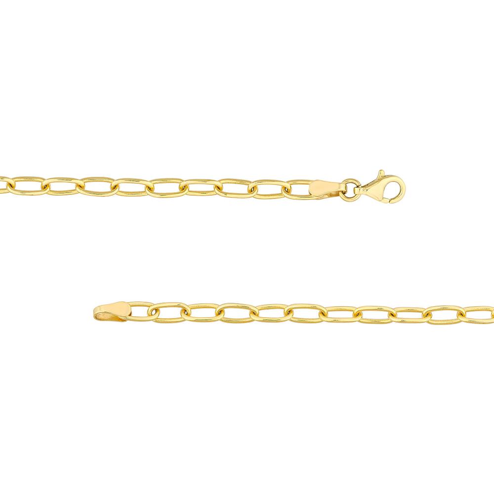 Olas d'Oro - 14K Yellow Gold Dot Diamond Mariner Paper Clip Necklace - 0.18 Carat Total Diamond Weight