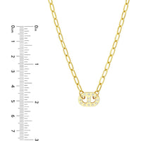 Olas d'Oro - 14K Yellow Gold Dot Diamond Mariner Paper Clip Necklace - 0.18 Carat Total Diamond Weight