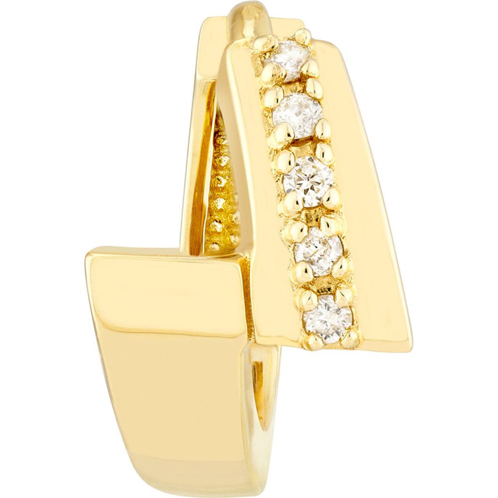 Olas d'Oro - 14K Yellow Gold Double Bar Ascending Diamond Hoop Earrings - 0.07 Carat Total Diamond Weight