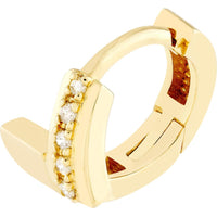 Olas d'Oro - 14K Yellow Gold Double Bar Ascending Diamond Hoop Earrings - 0.07 Carat Total Diamond Weight