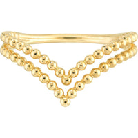 Olas d'Oro - 14K Yellow Gold Double Beaded Chevron Design Ring Size 8