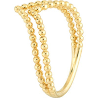 Olas d'Oro - 14K Yellow Gold Double Beaded Chevron Ring - Size 7