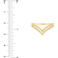 Olas d'Oro - 14K Yellow Gold Double Beaded Chevron Ring - Size 7