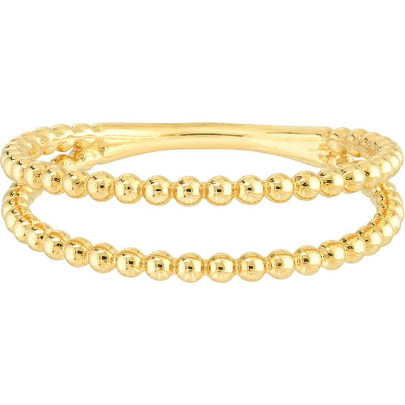 Olas d'Oro - 14K Yellow Gold Double Beaded Wire Ring - Size 7, 1.68 Grams