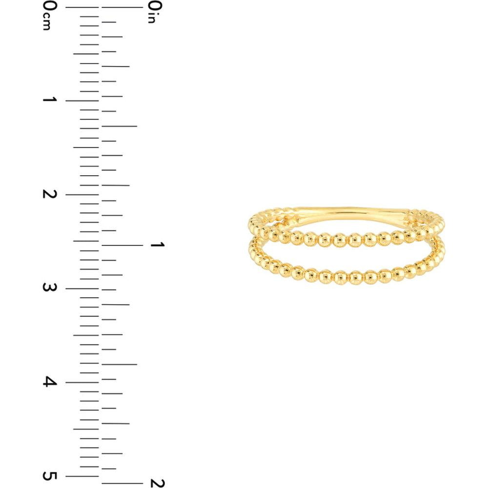 Olas d'Oro - 14K Yellow Gold Double Beaded Wire Ring - Size 7, 1.68 Grams