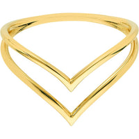 Olas d'Oro - 14K Yellow Gold Double Chevron Wire Ring Size 7, Elegant Minimalist Design