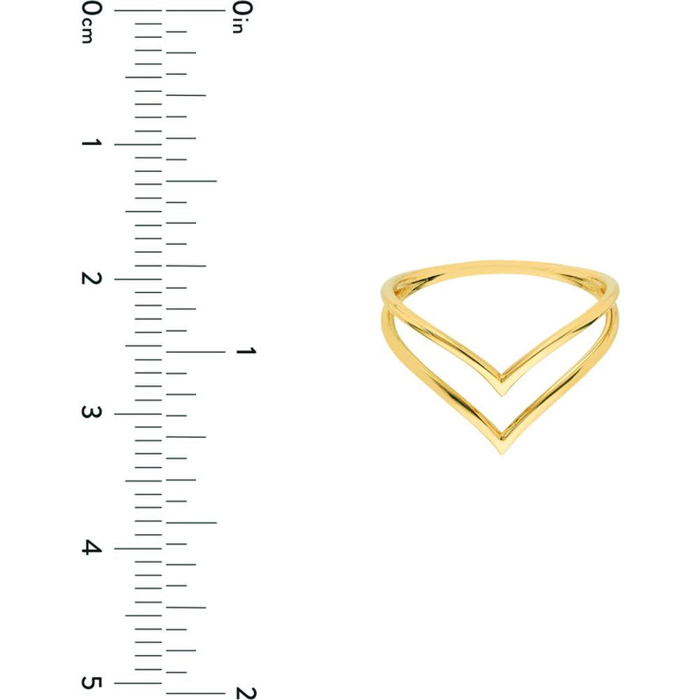 Olas d'Oro - 14K Yellow Gold Double Chevron Wire Ring Size 7, Elegant Minimalist Design