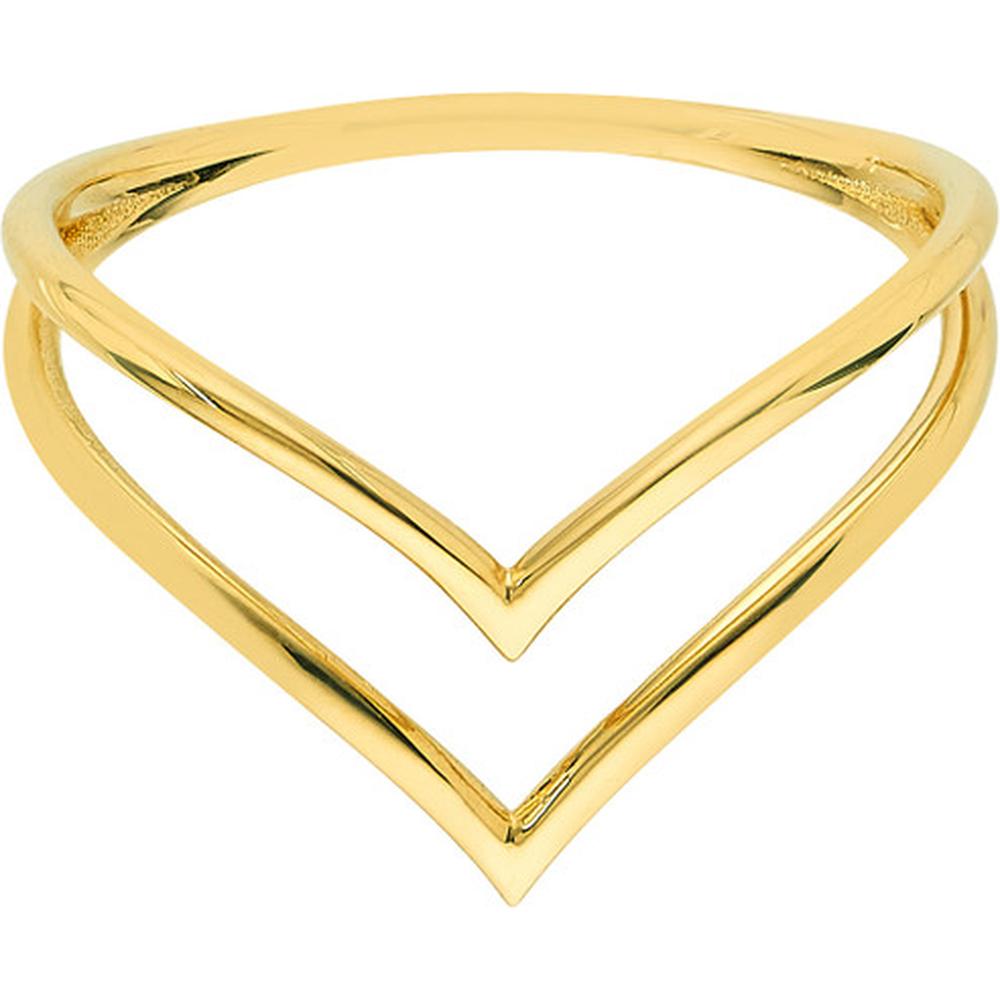 Olas d'Oro - 14K Yellow Gold Double Chevron Wire Ring - Size 8