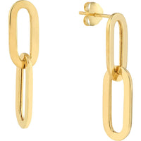 Olas d'Oro - 14K Yellow Gold Double Flat Oval Link Dangle Earrings 1.92 Grams Total Weight