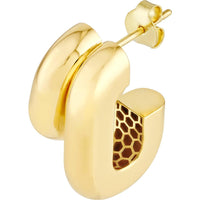 Olas d'Oro - 14K Yellow Gold Double J-Hoop Earrings - 7.97 Grams Total Weight