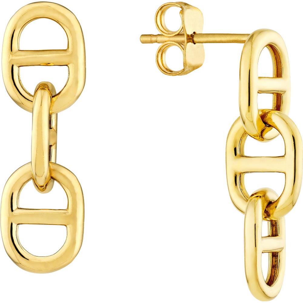Olas d'Oro - 14K Yellow Gold Double Link Earrings - Elegant & Bold Design