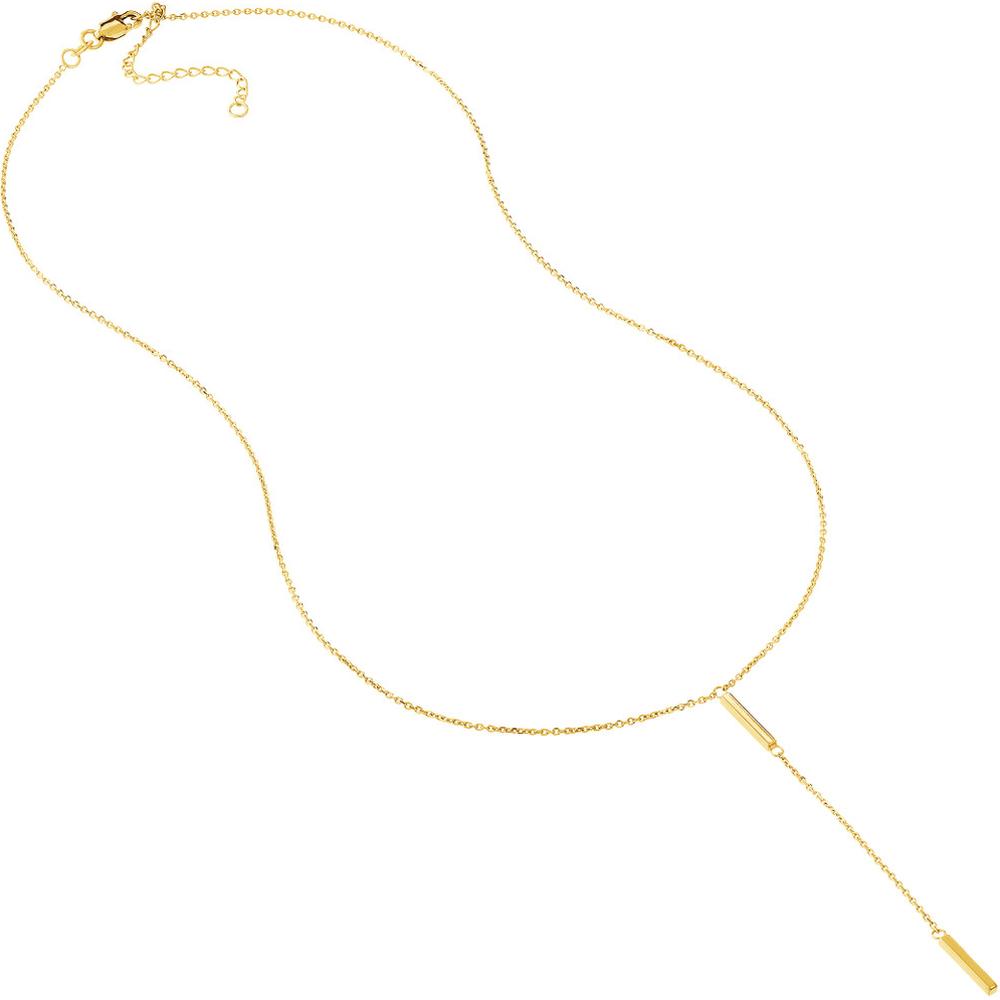 Olas d'Oro - 14K Yellow Gold Double Mini Bar Lariat Necklace 2.68 Grams
