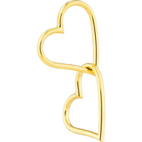 Olas d'Oro - 14K Yellow Gold Double Open Heart Dangle Earrings - 1.80 Grams Total Weight