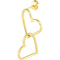 Olas d'Oro - 14K Yellow Gold Double Open Heart Dangle Earrings - 1.80 Grams Total Weight