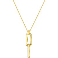 Olas d'Oro - 14K Yellow Gold Double Oval Link Pendant Necklace with 2" Extender