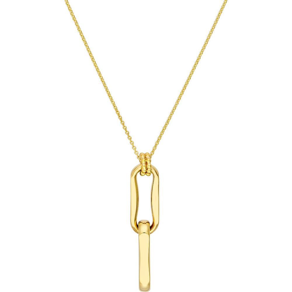 Olas d'Oro - 14K Yellow Gold Double Oval Link Pendant Necklace with 2" Extender