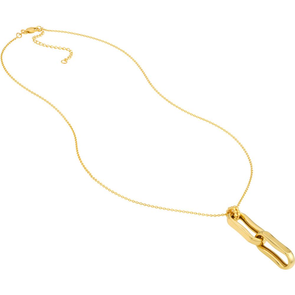 Olas d'Oro - 14K Yellow Gold Double Oval Link Pendant Necklace with 2" Extender
