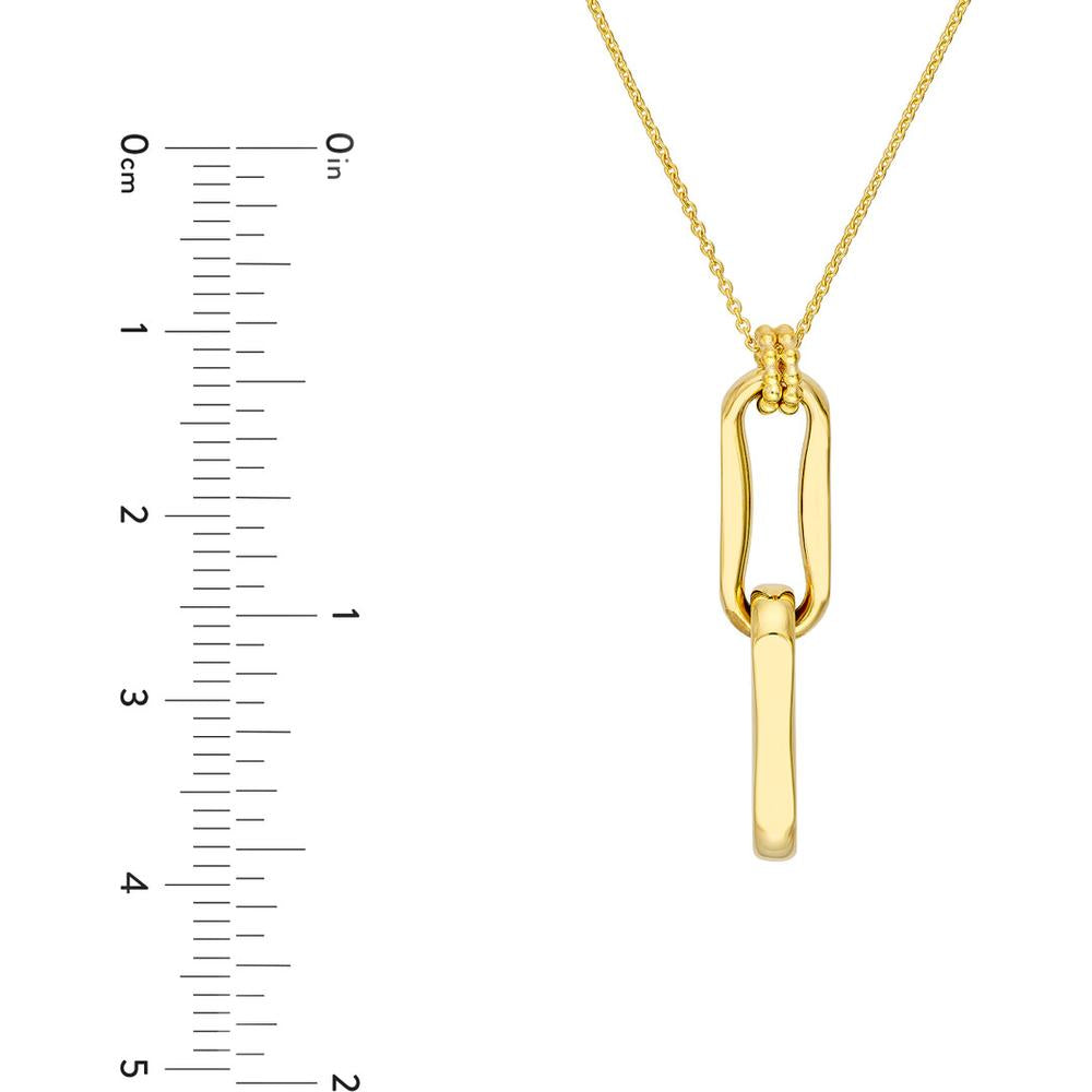 Olas d'Oro - 14K Yellow Gold Double Oval Link Pendant Necklace with 2" Extender