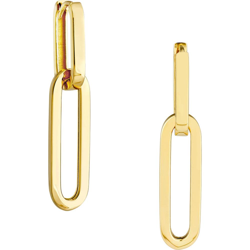 Olas d'Oro - 14K Yellow Gold Double Paper Clip Drop Earrings Modern Geometric Design