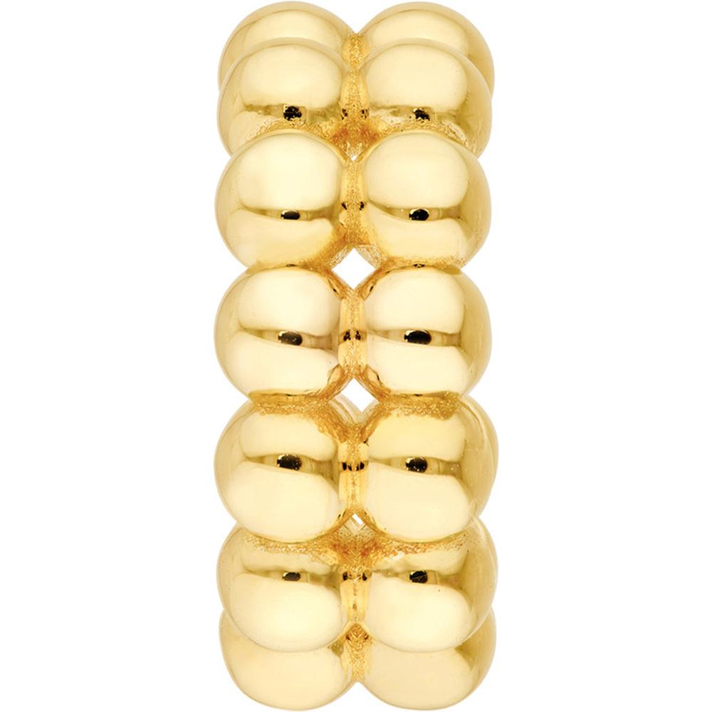 Olas d'Oro - 14K Yellow Gold Double Row Beaded Hoop Earrings - 3.73 Grams Total Weight