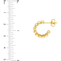 Olas d'Oro - 14K Yellow Gold Double Row Beaded Hoop Earrings - 3.73 Grams Total Weight