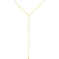Olas d'Oro - 14K Yellow Gold Double Stranded Bead Station Drop Necklace Adjustable to 17 Inches