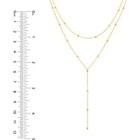 Olas d'Oro - 14K Yellow Gold Double Stranded Bead Station Drop Necklace Adjustable to 17 Inches