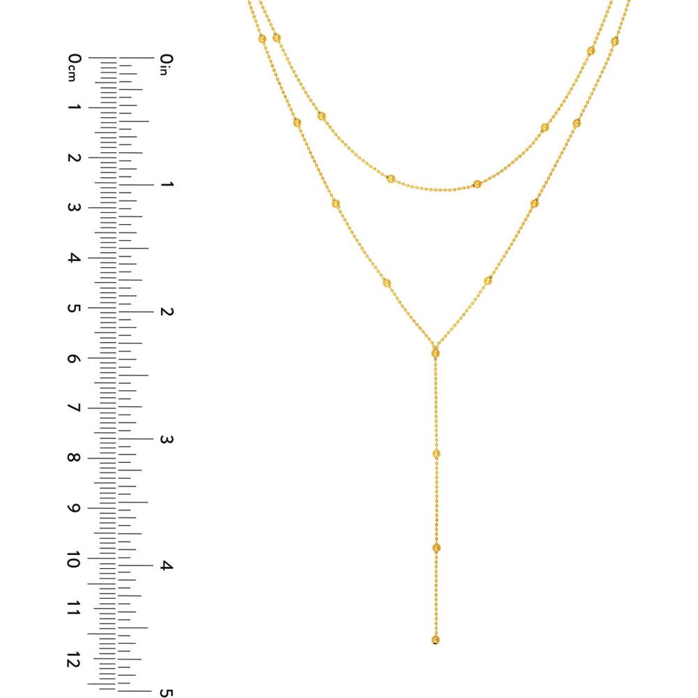 Olas d'Oro - 14K Yellow Gold Double Stranded Bead Station Drop Necklace Adjustable to 17 Inches