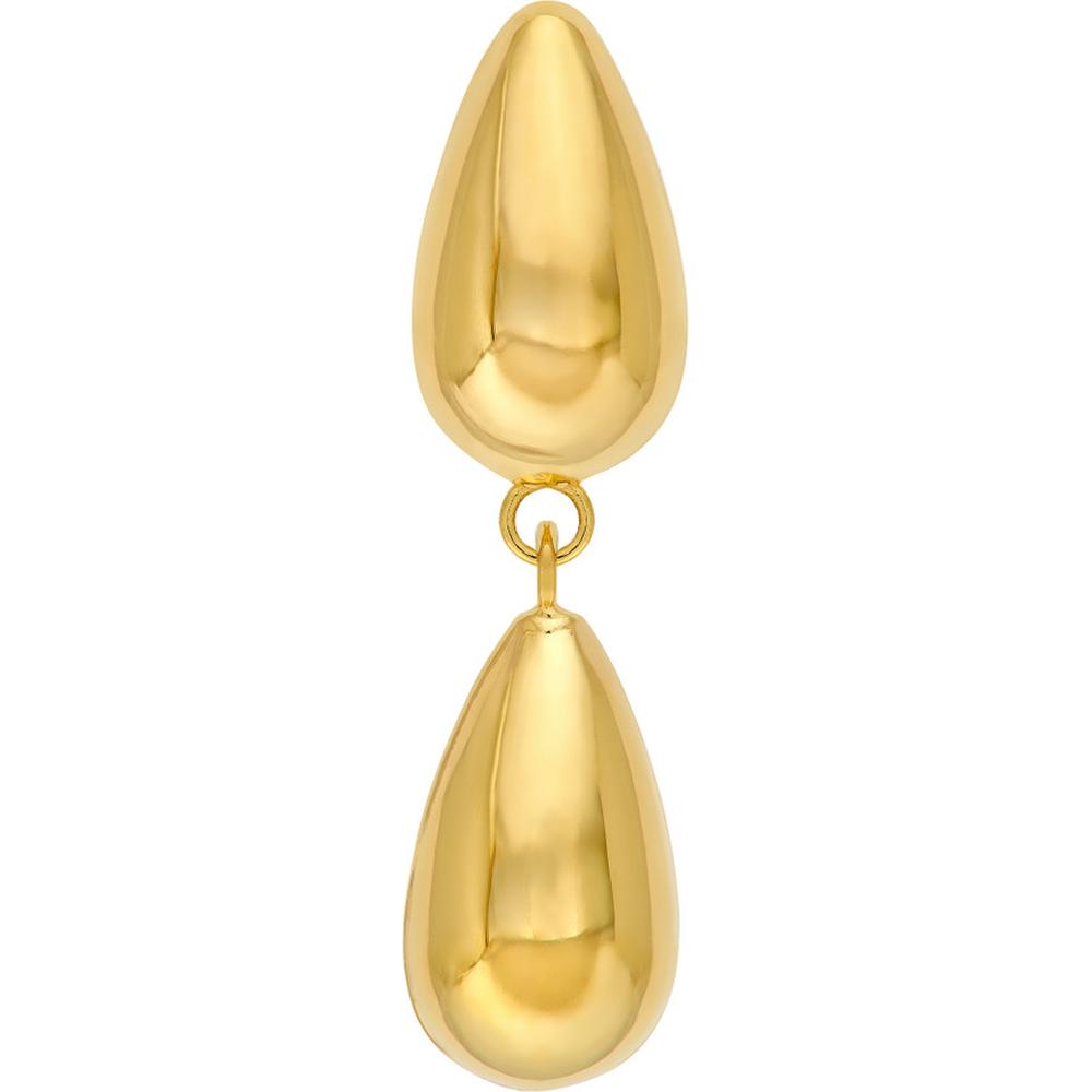 Olas d'Oro - 14K Yellow Gold Double Teardrop Dangle Earrings - 2.01 Grams Total Weight