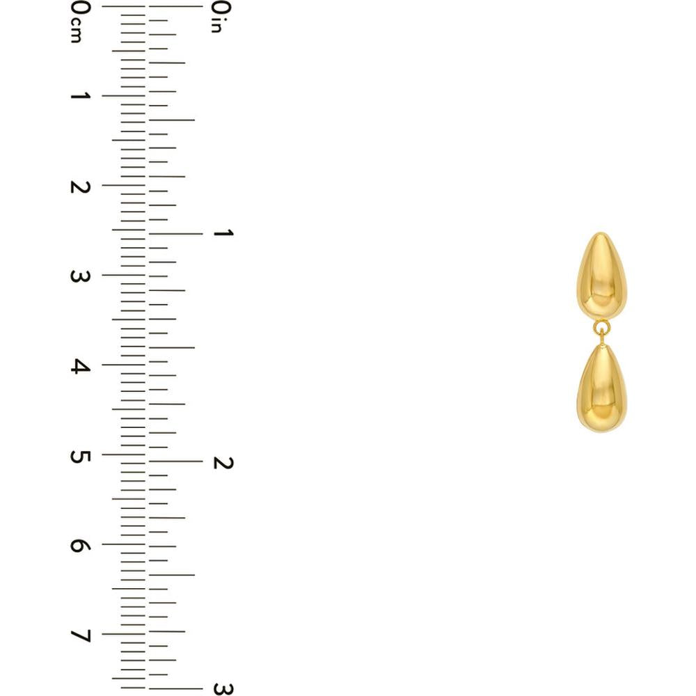 Olas d'Oro - 14K Yellow Gold Double Teardrop Dangle Earrings - 2.01 Grams Total Weight