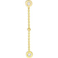 Olas d'Oro - 14K Yellow Gold Drop Earrings with Bezel-Set Diamonds and Bead Stations - 0.12 Carat Total Diamond Weight