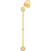 Olas d'Oro - 14K Yellow Gold Drop Earrings with Bezel-Set Diamonds and Bead Stations - 0.12 Carat Total Diamond Weight