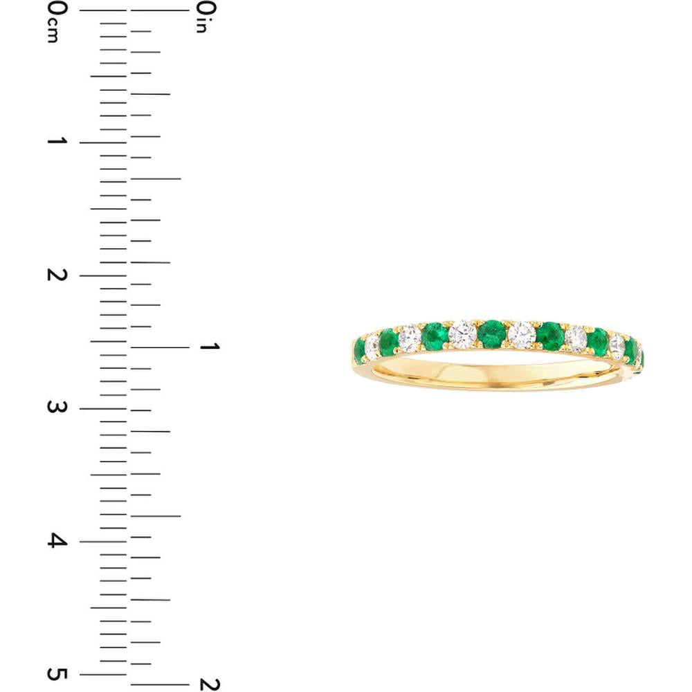 Olas d'Oro - 14K Yellow Gold Emerald & Diamond Stackable Band - 0.24 Carat Emeralds, 0.22 Carat Diamonds