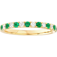 Olas d'Oro - 14K Yellow Gold Emerald & Diamond Stackable Band - 0.46 Carat Total Carat Weight
