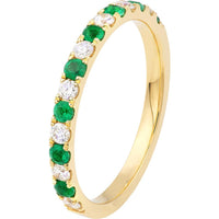Olas d'Oro - 14K Yellow Gold Emerald and Diamond Stackable Band - 0.46 Carat Total Carat Weight