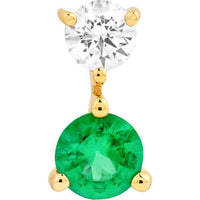 Olas d'Oro - 14K Yellow Gold Emerald & Diamond Stud Earrings - 0.37 Carat Total Weight