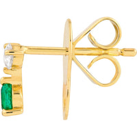 Olas d'Oro - 14K Yellow Gold Emerald & Diamond Stud Earrings - 0.37 Carat Total Weight